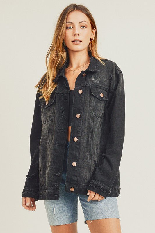 RISEN - Black Distressed Denim Jacket