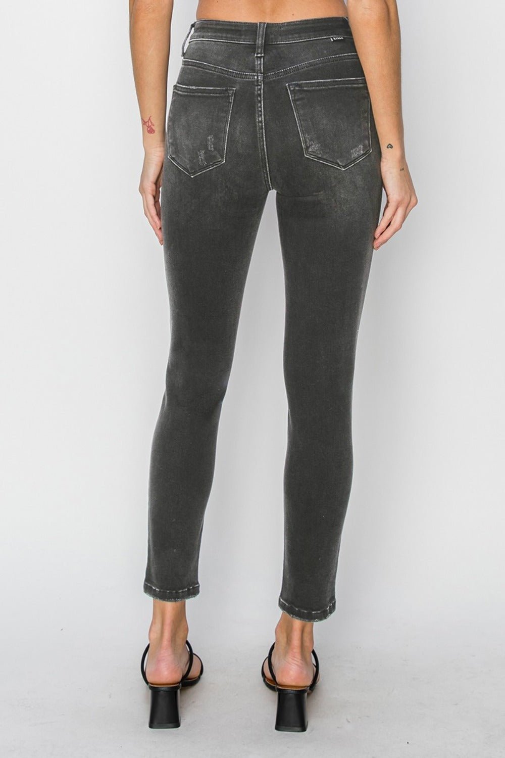 RISEN - Black Wash High Rise Ankle Skinny Jeans