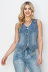 RISEN - Button Down Denim Vest in Dark Indigo