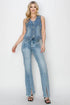 RISEN - Button Down Denim Vest in Dark Indigo