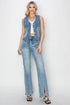 RISEN - Button Down Denim Vest in Dark Indigo