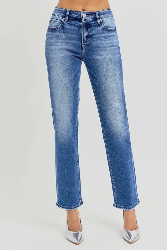 RISEN - Classic Mid Wash Straight Leg Jeans