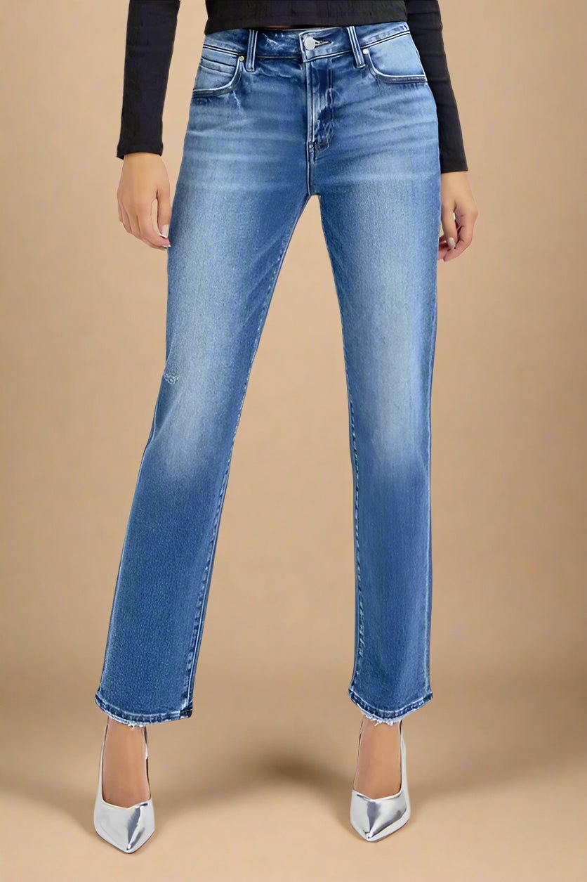 RISEN - Classic Mid Wash Straight Leg Jeans