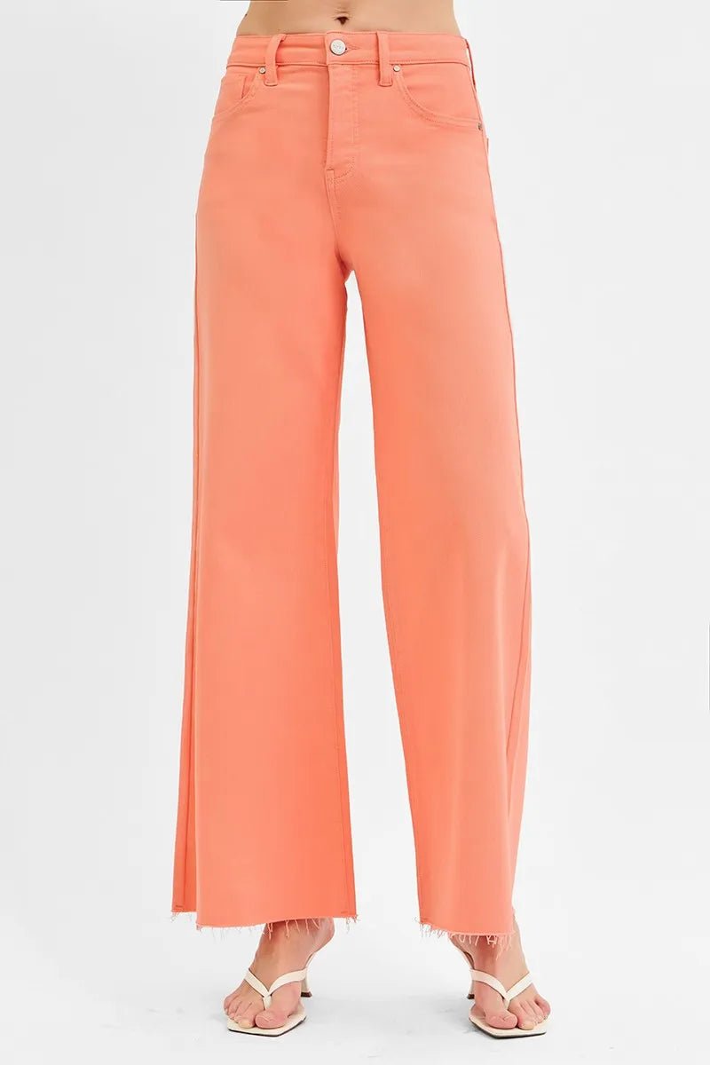 RISEN - Coral High Rise Wide Leg Jeans