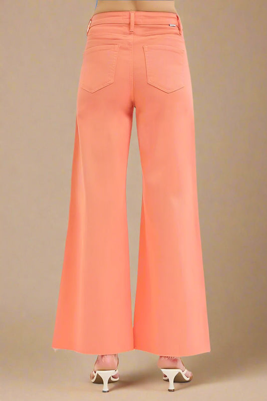 RISEN - Coral High Rise Wide Leg Jeans