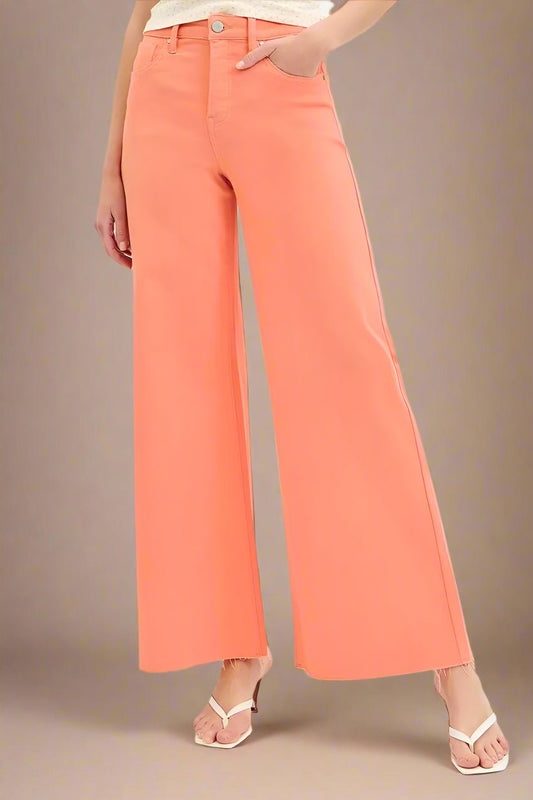 RISEN - Coral High Rise Wide Leg Jeans