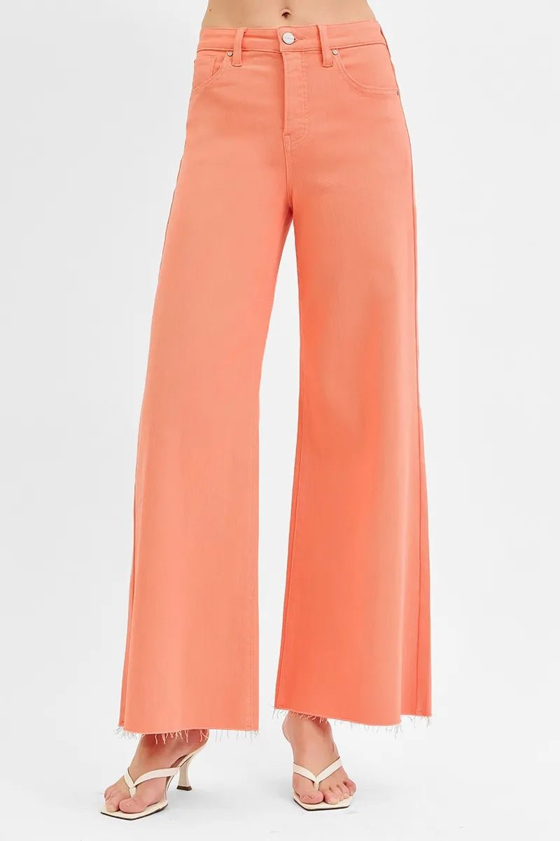 RISEN - Coral High Rise Wide Leg Jeans