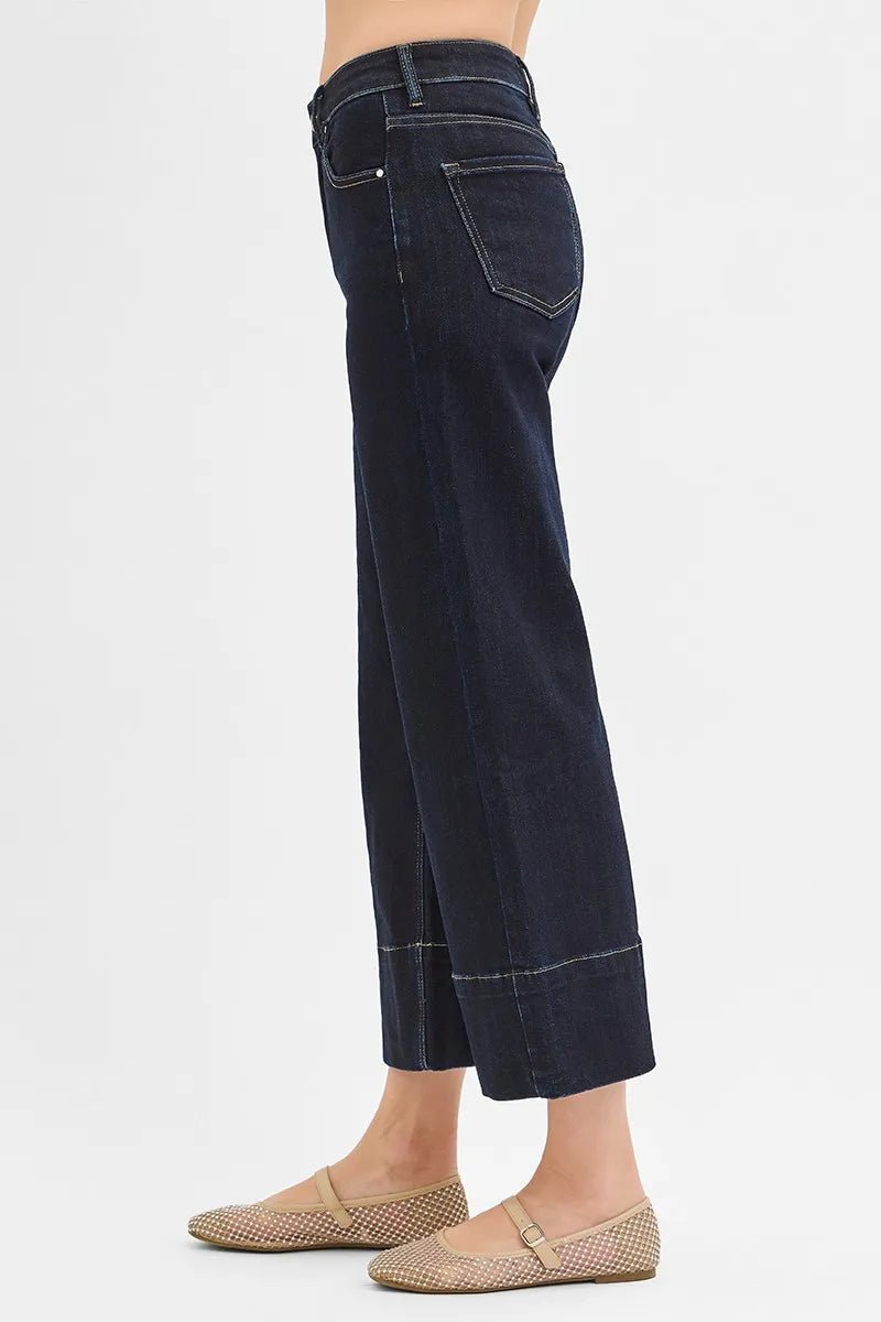 RISEN - Dark Wash Cropped Wide Leg Jeans