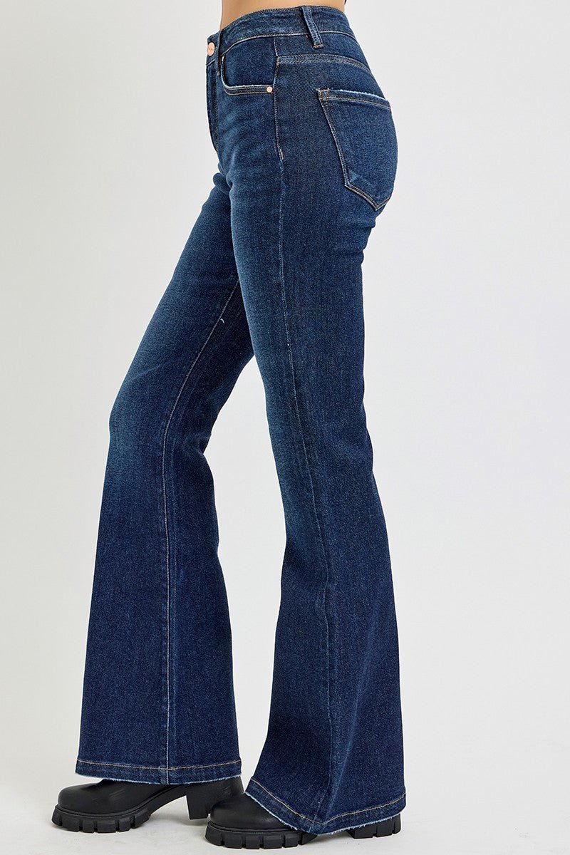 RISEN - Dark Wash High Rise Flare Jeans