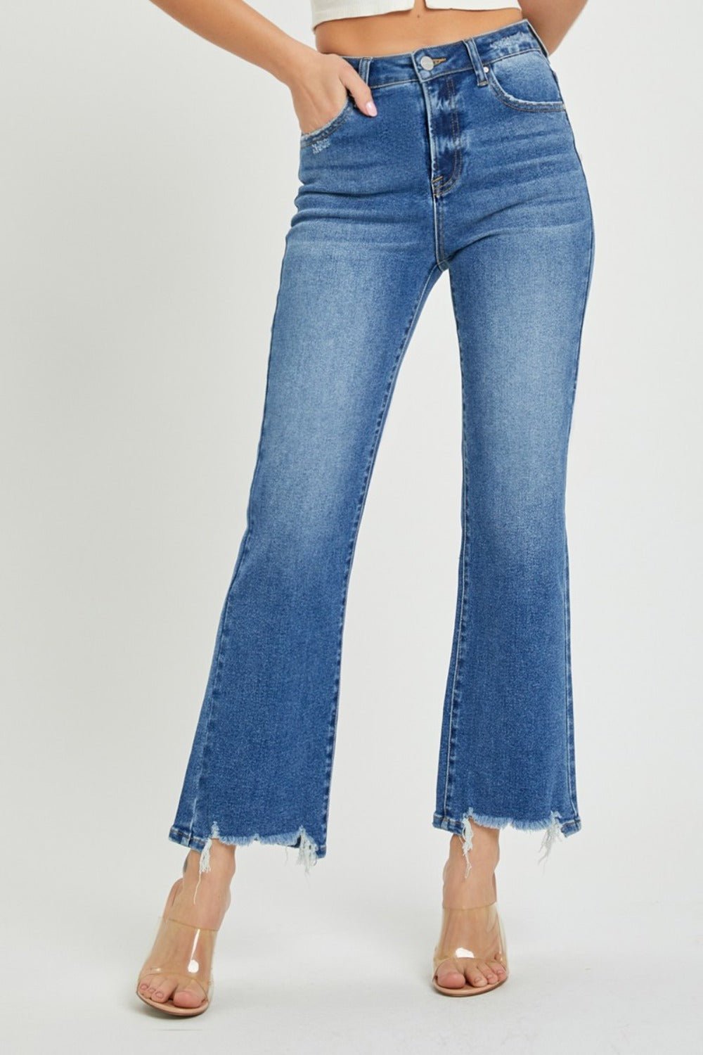 RISEN - Dark Wash High Rise Straight Leg Jeans