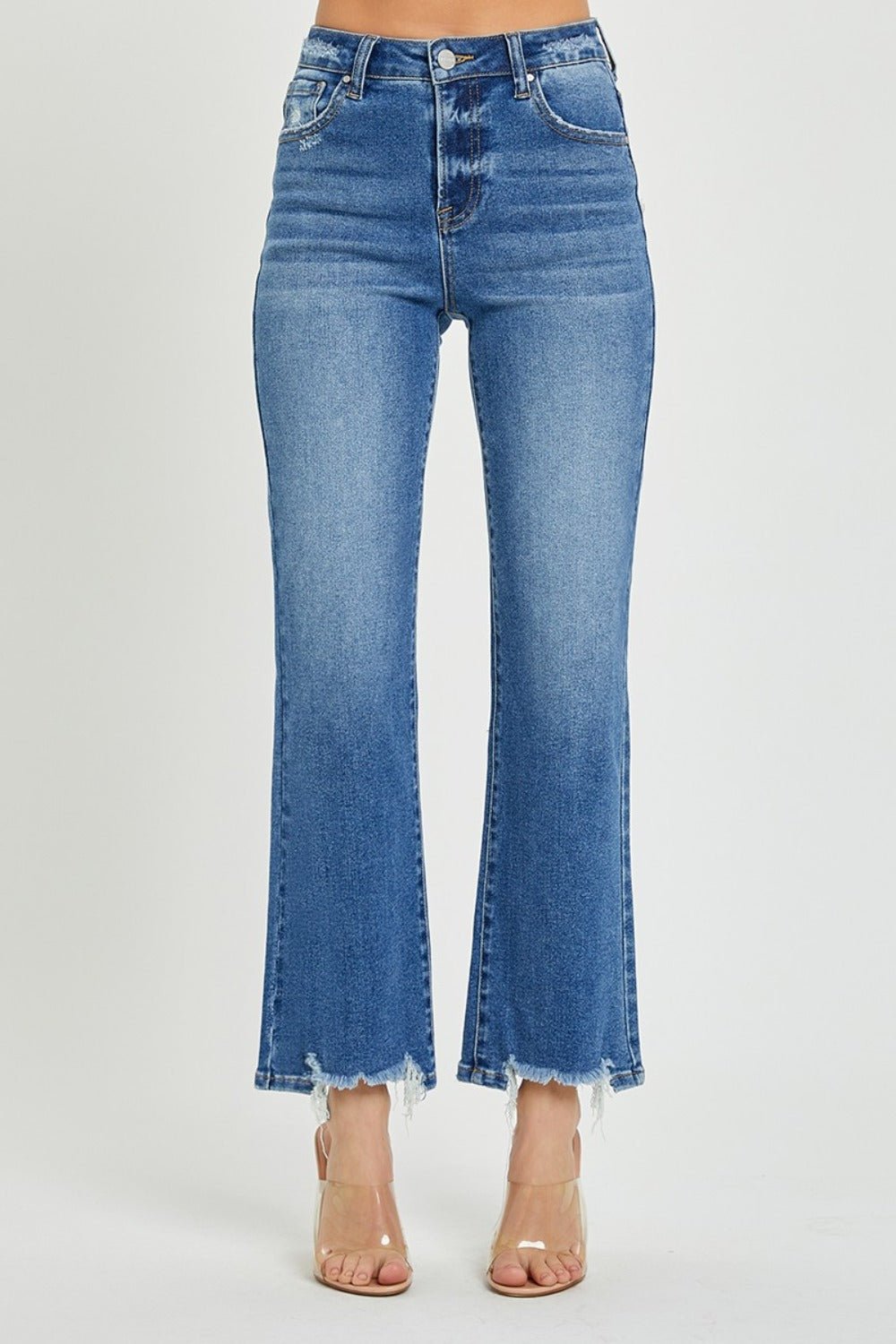 RISEN - Dark Wash High Rise Straight Leg Jeans