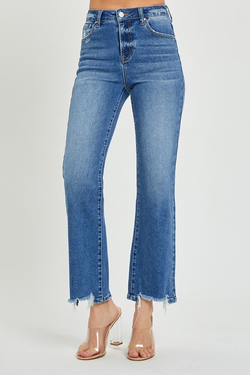 RISEN - Dark Wash High Rise Straight Leg Jeans