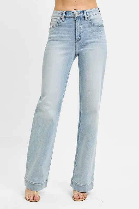 RISEN - High Rise Straight Leg Jeans in Faded Sky Wash