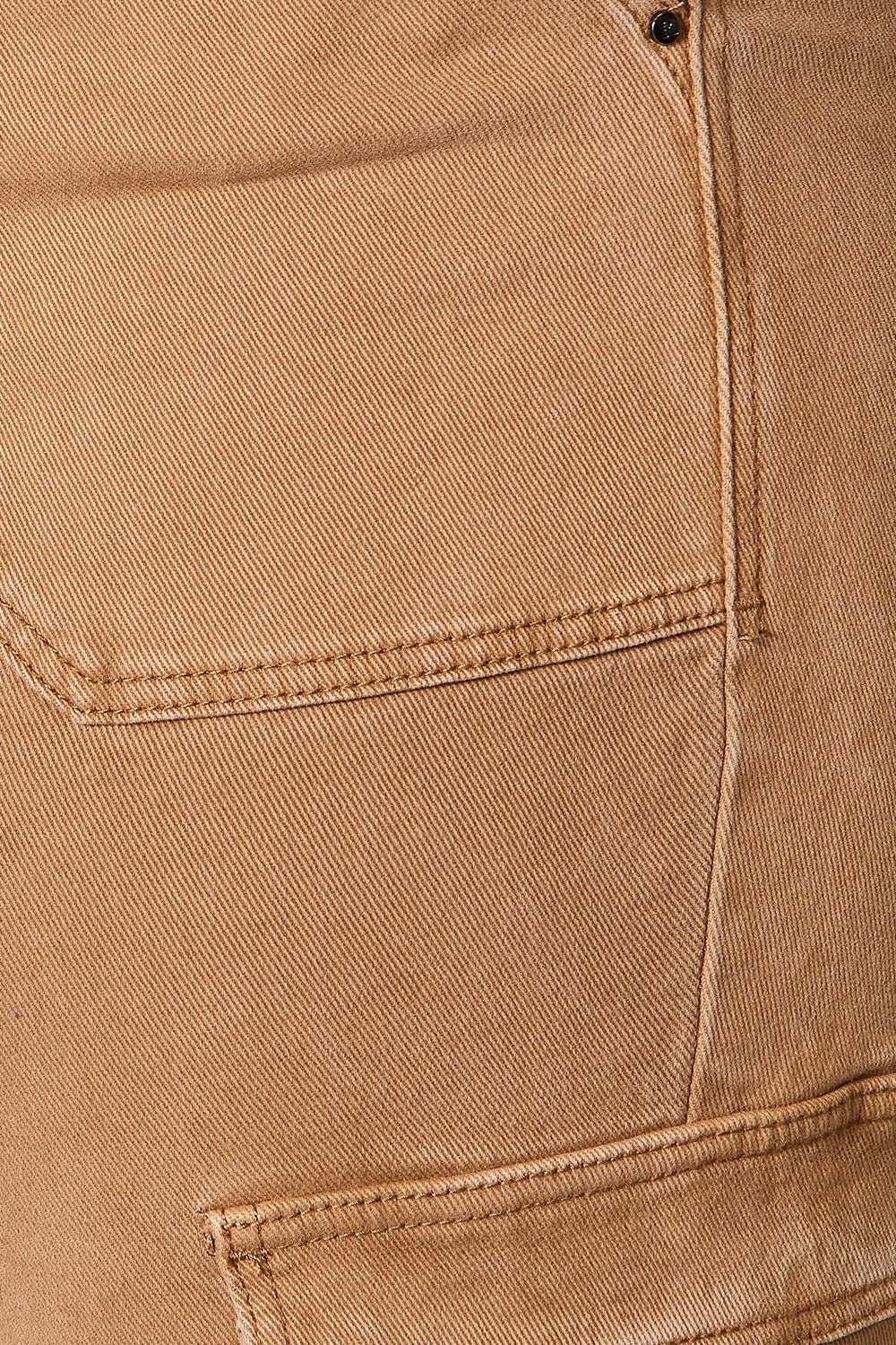 RISEN - High Waist Straight Leg Cargo Jeans in Mocha