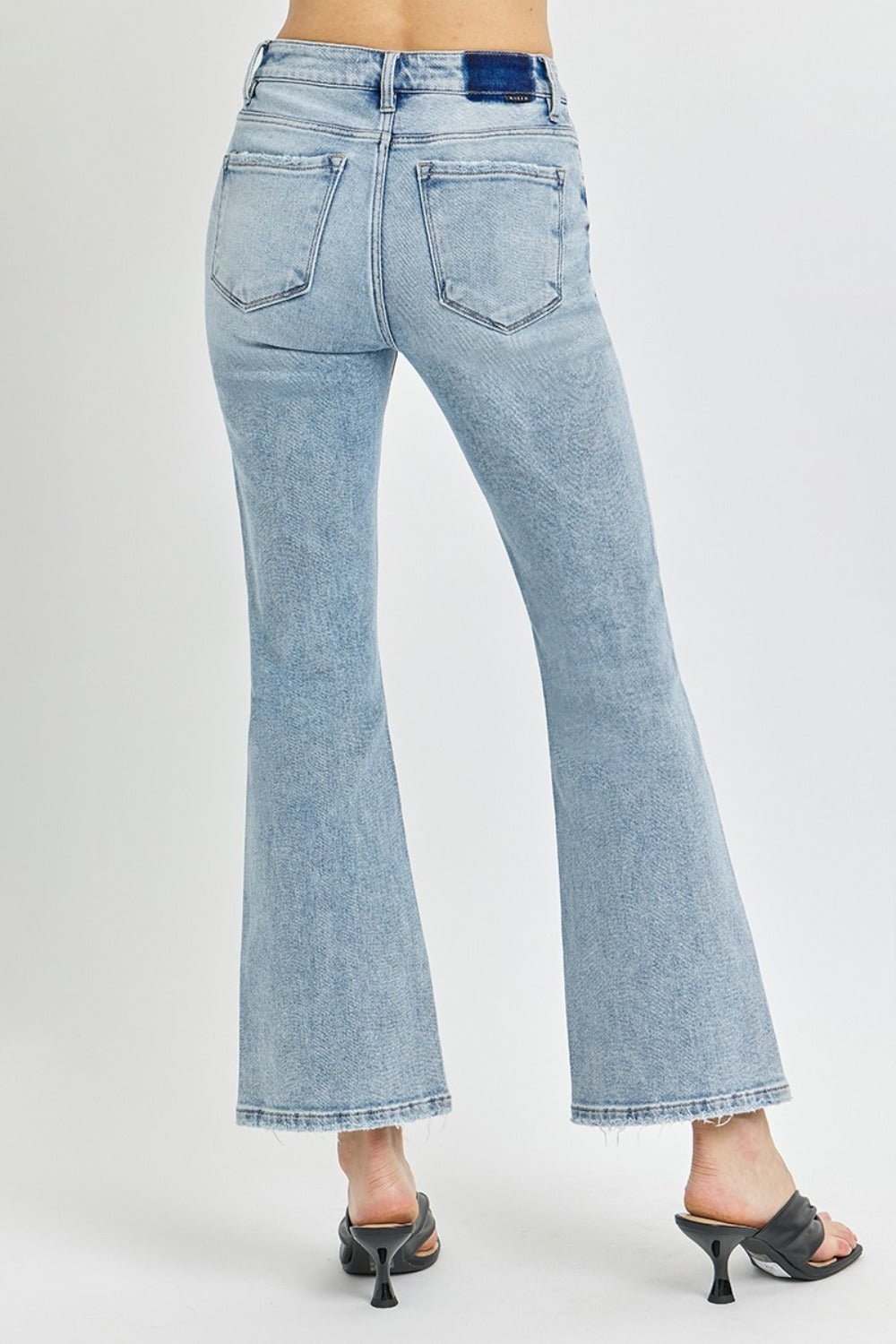 RISEN - Light Wash High Rise Ankle Flare Jeans