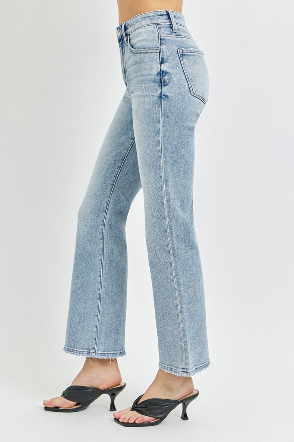 RISEN - Light Wash High Rise Ankle Flare Jeans