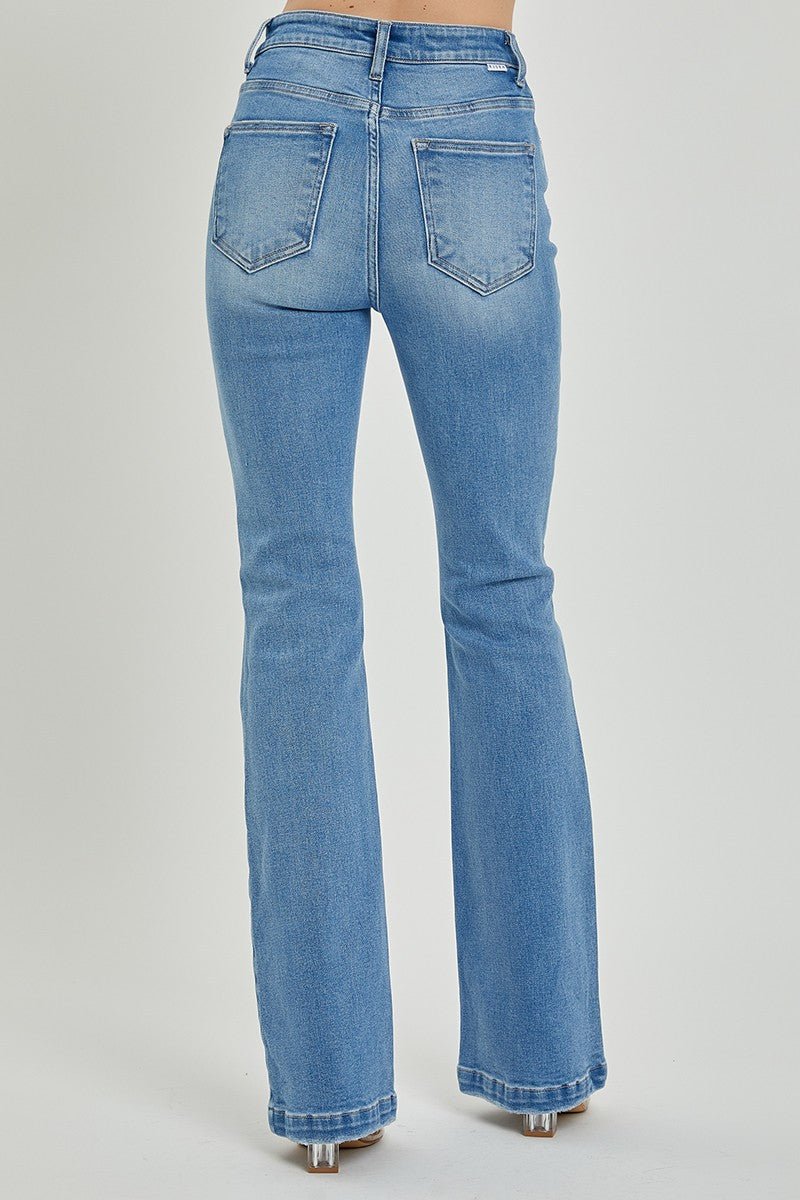 RISEN - Light Wash High Rise Button Fly Bootcut Jeans