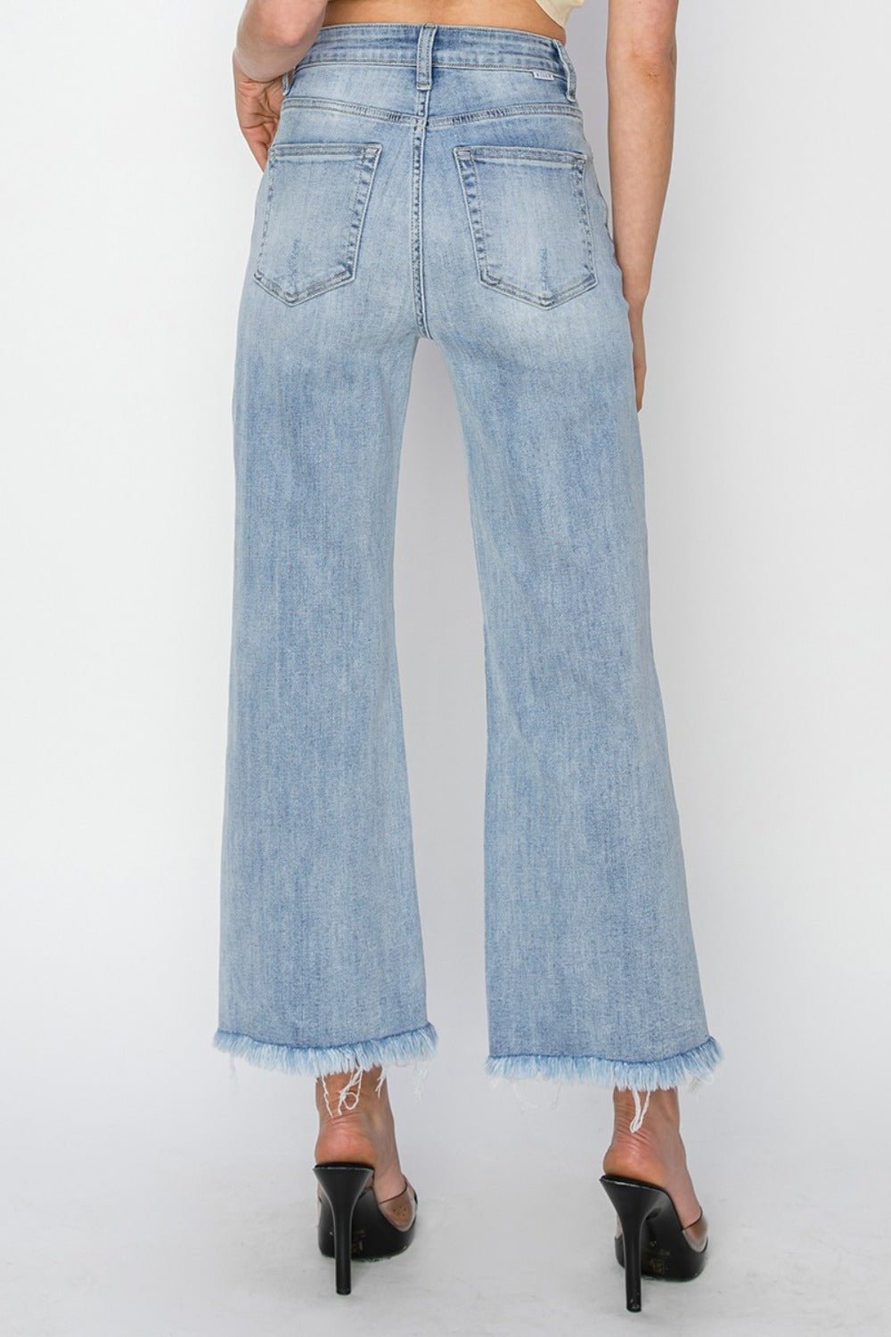 RISEN - Light Wash High Rise Crop Wide Leg Jeans