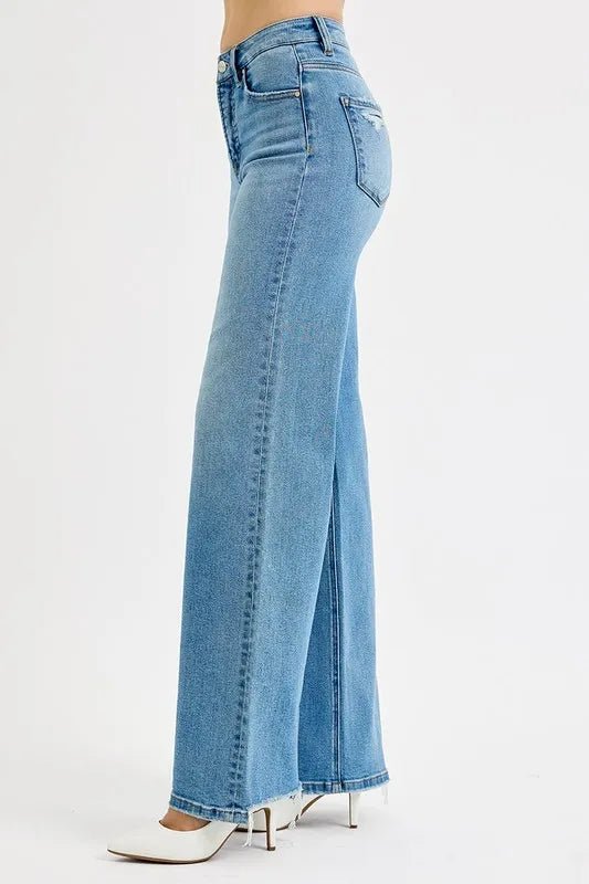 RISEN - Light Wash High Rise Wide Leg Jeans