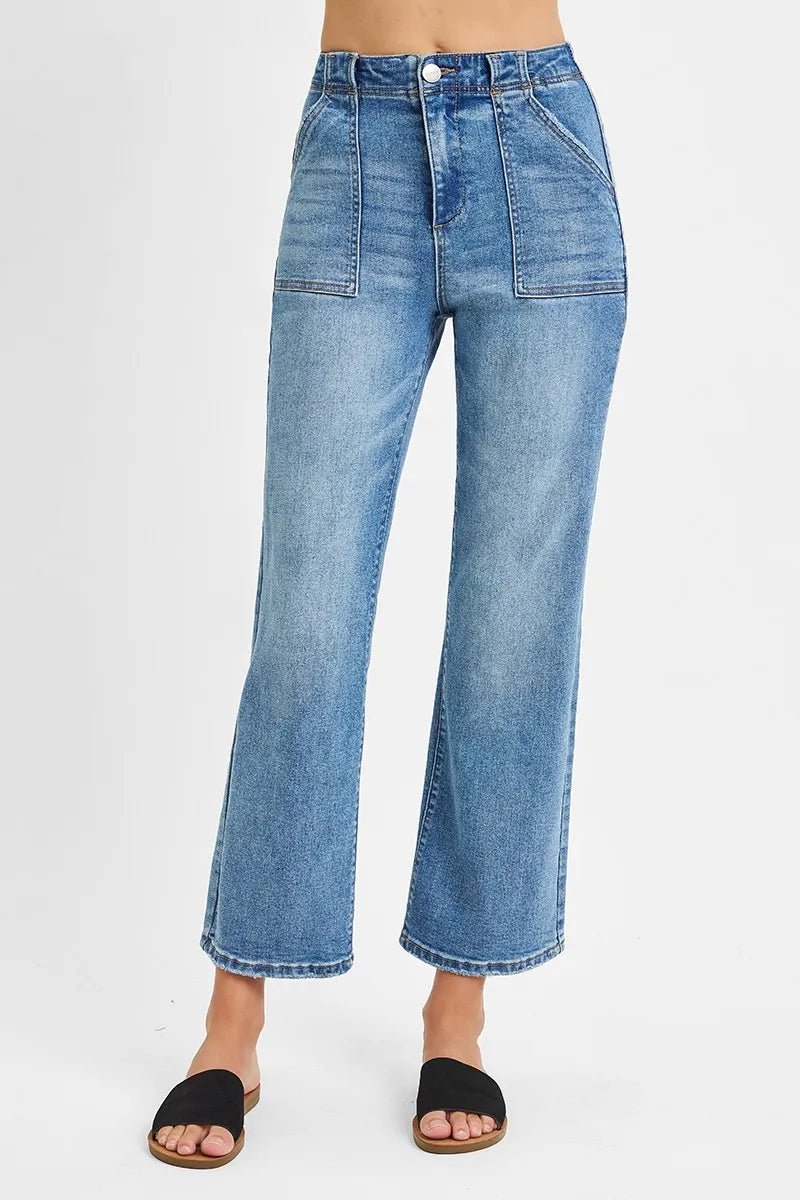 RISEN - Light Wash High Rise Wide Leg Jeans