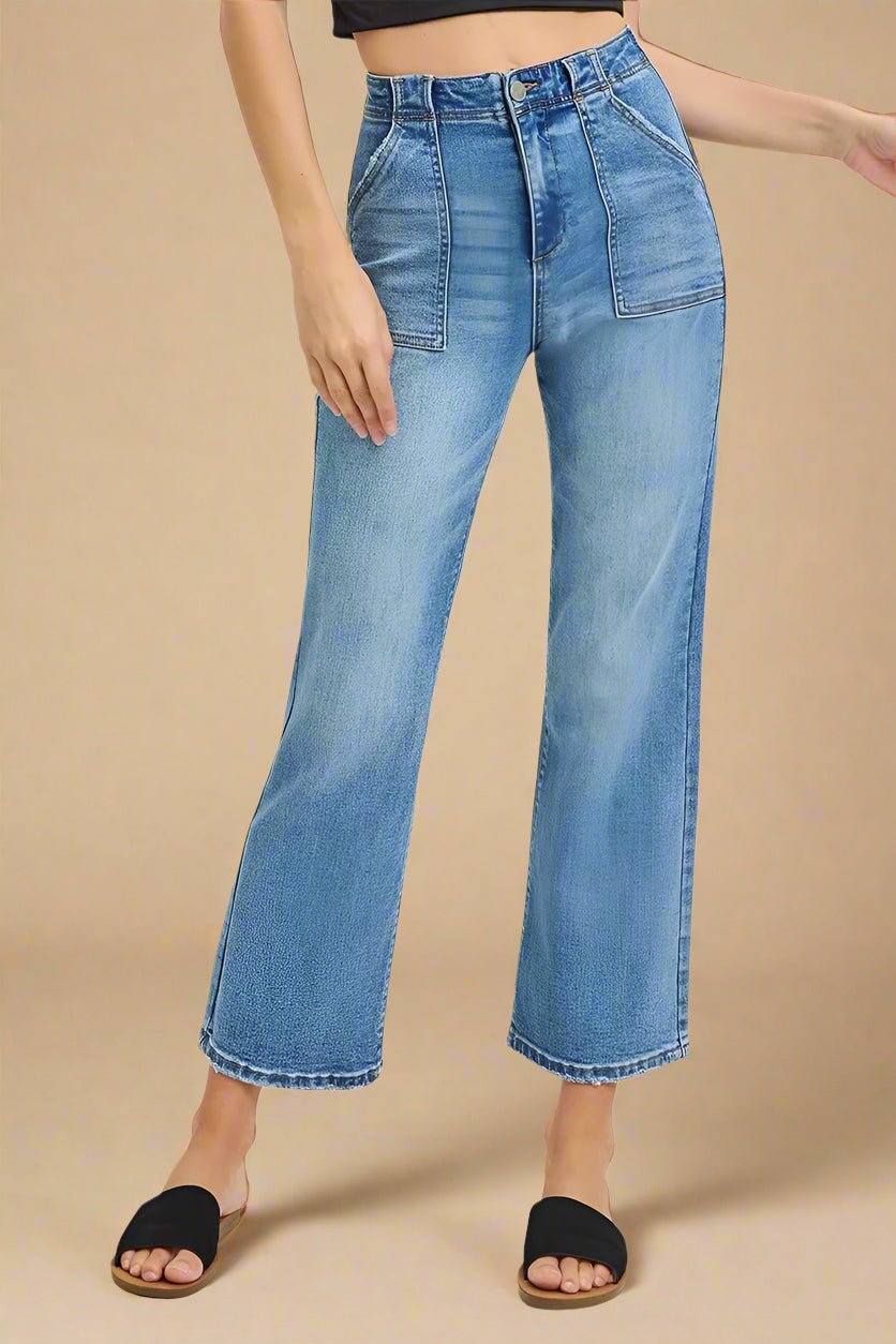 RISEN - Light Wash High Rise Wide Leg Jeans