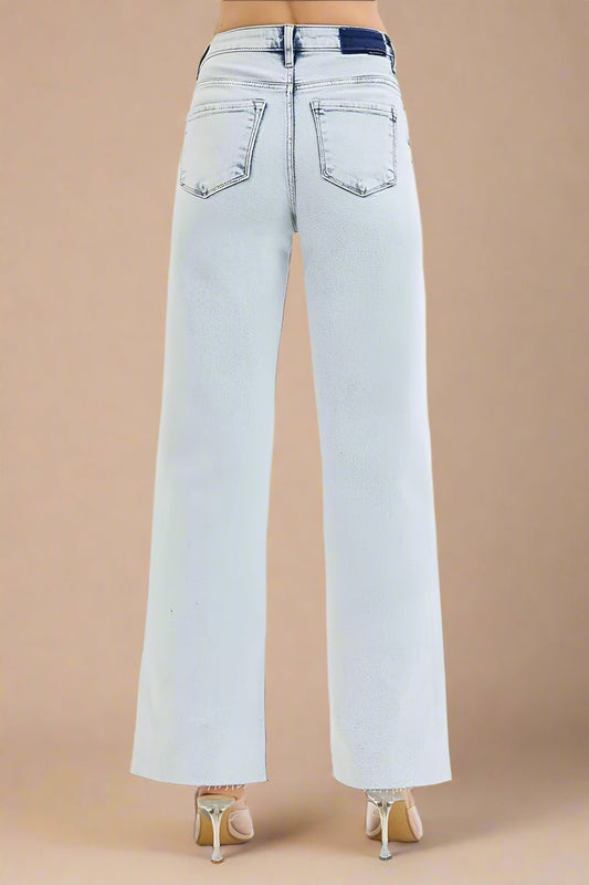RISEN - Light Wash High Rise Wide Leg Jeans