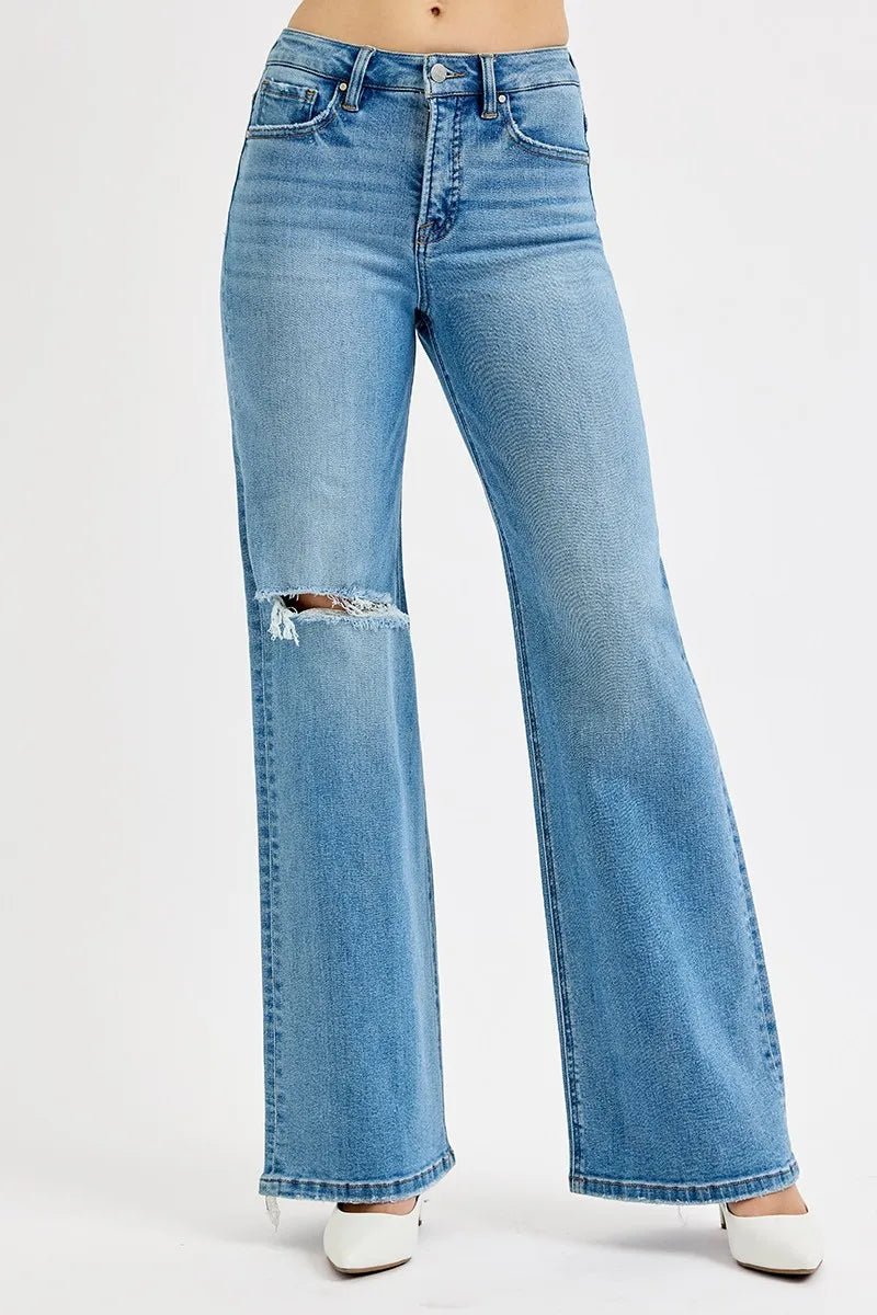 RISEN - Light Wash High Rise Wide Leg Jeans