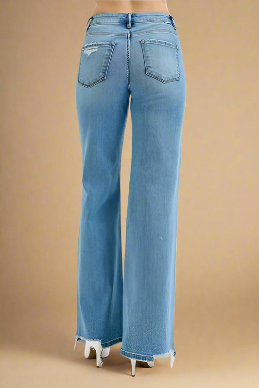 RISEN - Light Wash High Rise Wide Leg Jeans