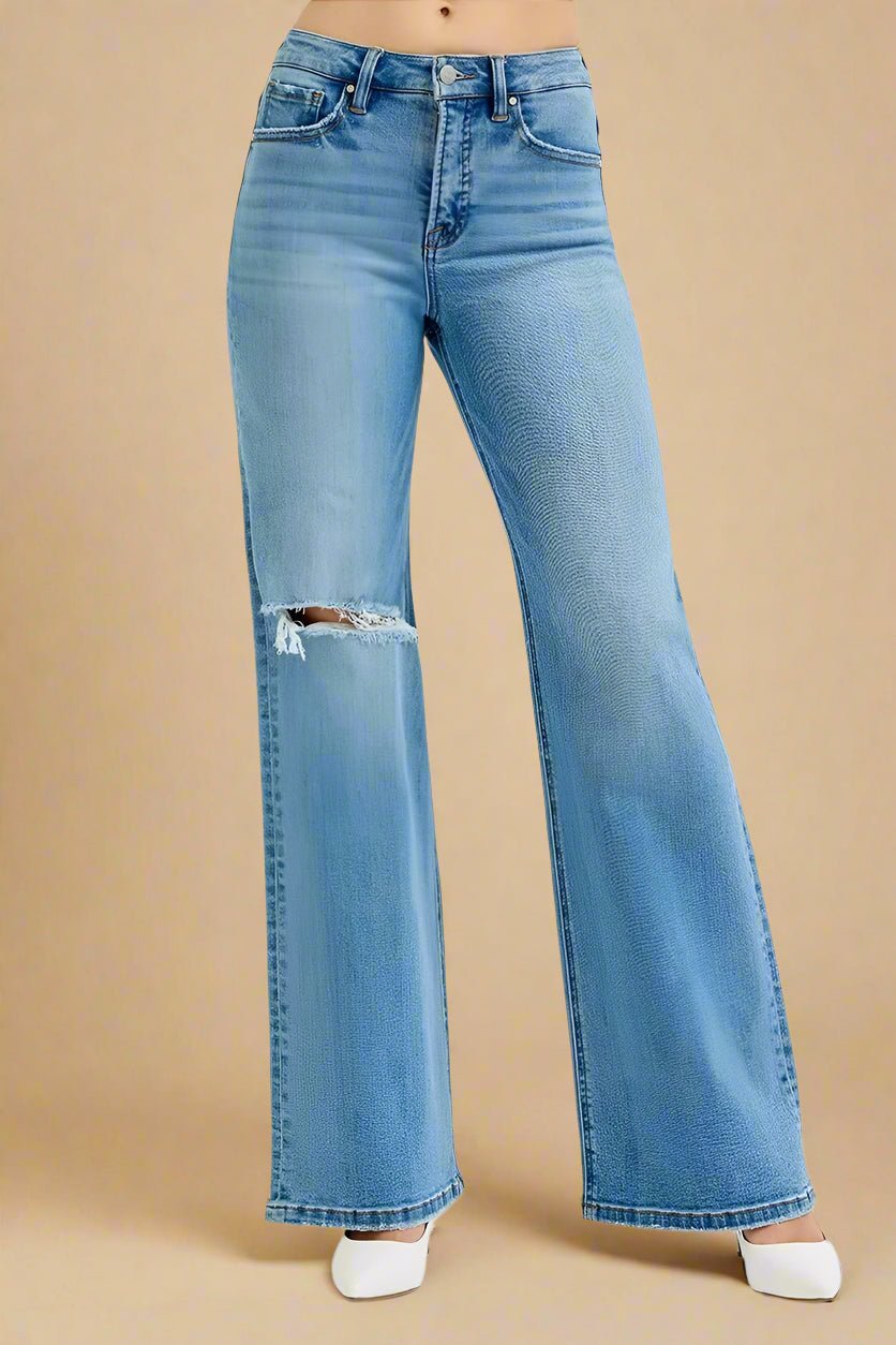 RISEN - Light Wash High Rise Wide Leg Jeans