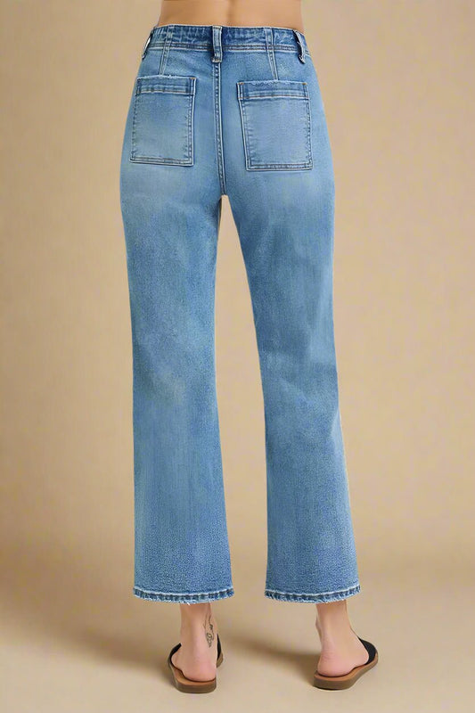 RISEN - Light Wash High Rise Wide Leg Jeans