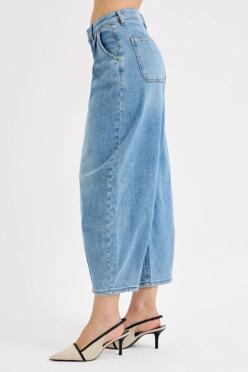 RISEN - Light Wash Pleated Wide Leg Jeans
