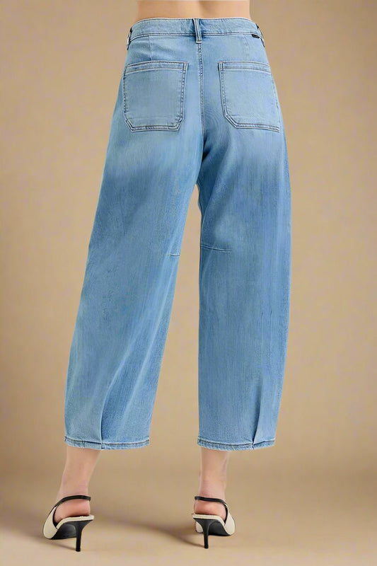 RISEN - Light Wash Pleated Wide Leg Jeans