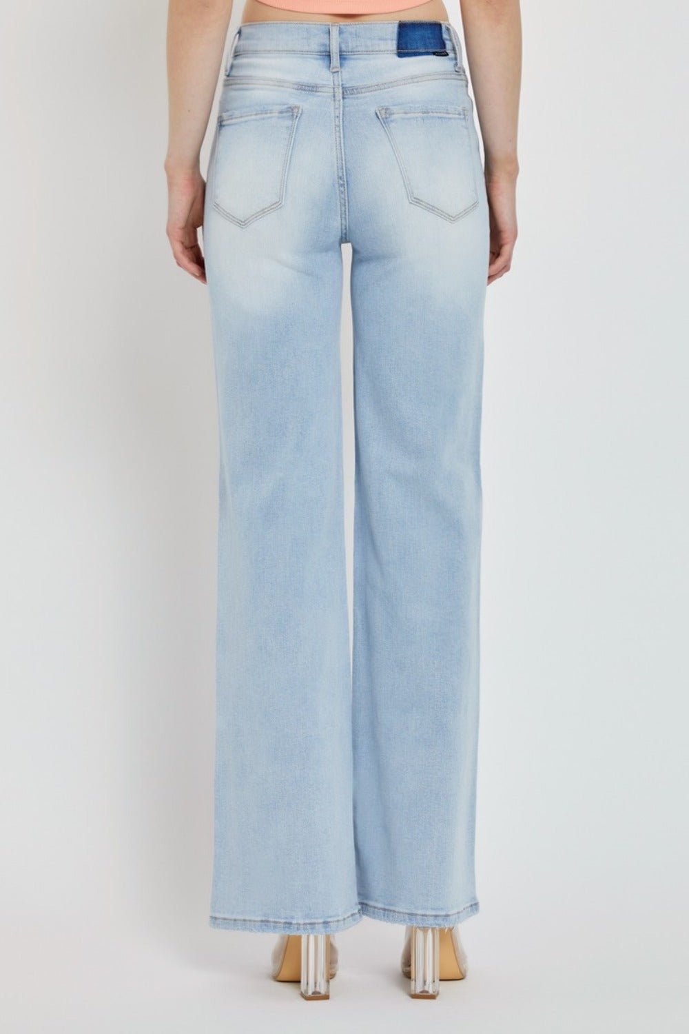 RISEN - Light Wash Wide Leg V - Dipped Front Waist Jeans