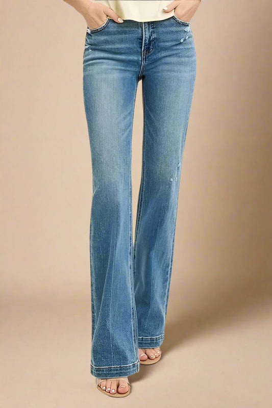 RISEN - Medium Wash High Rise Bootcut Jeans
