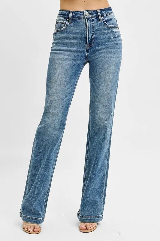 RISEN - Medium Wash High Rise Bootcut Jeans