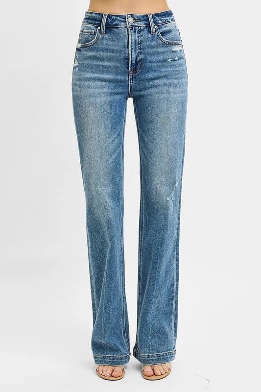 RISEN - Medium Wash High Rise Bootcut Jeans