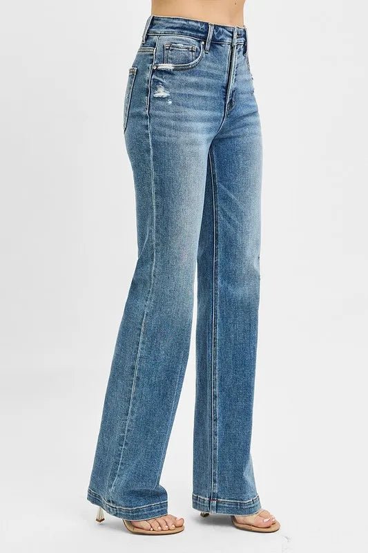 RISEN - Medium Wash High Rise Bootcut Jeans