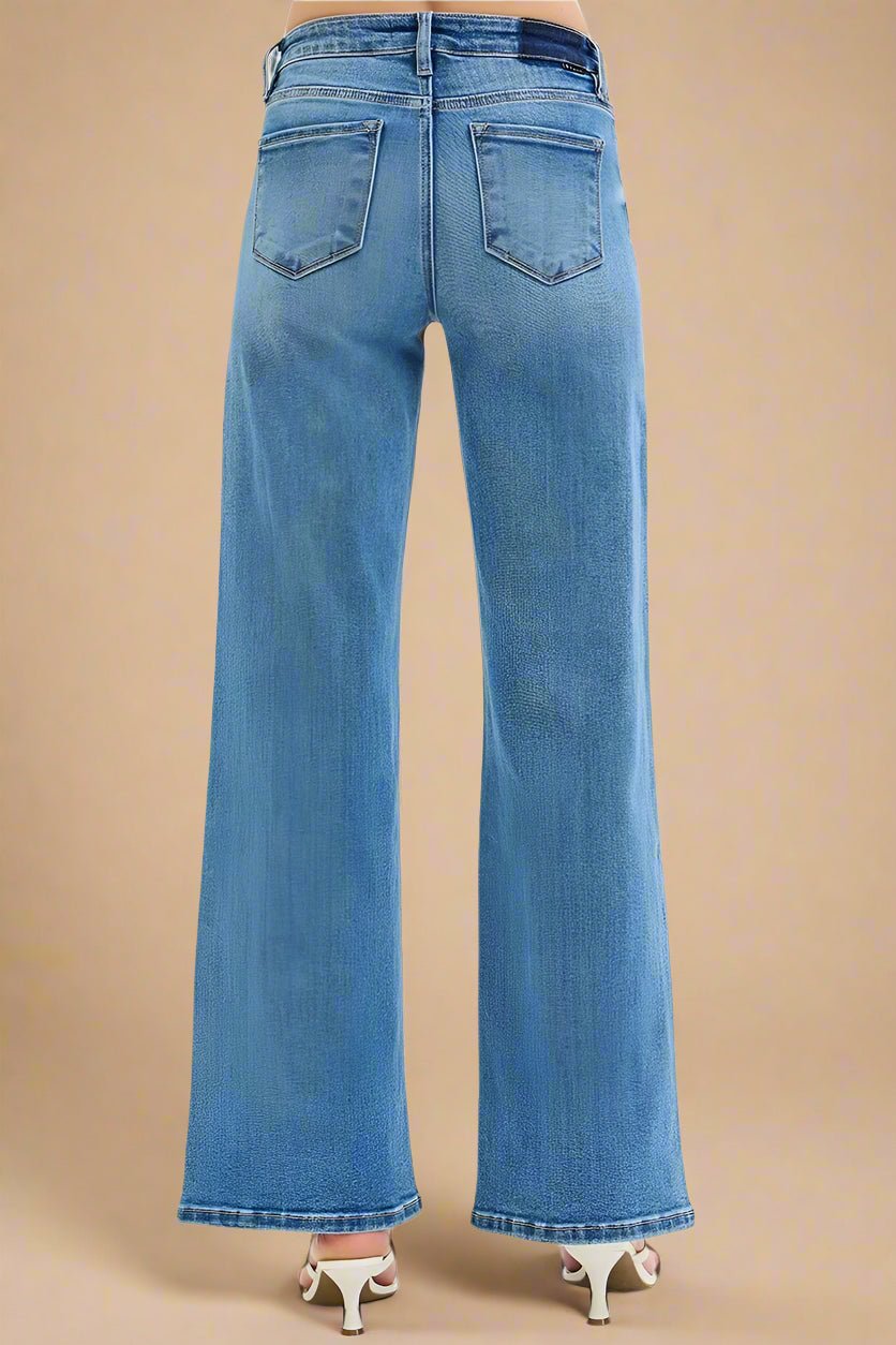 RISEN - Medium Wash Wide Leg Jeans