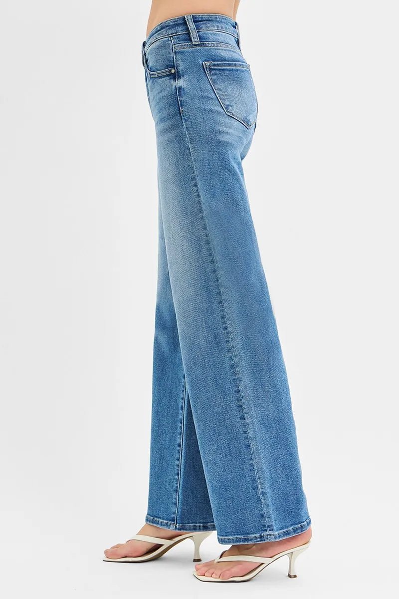 RISEN - Medium Wash Wide Leg Jeans