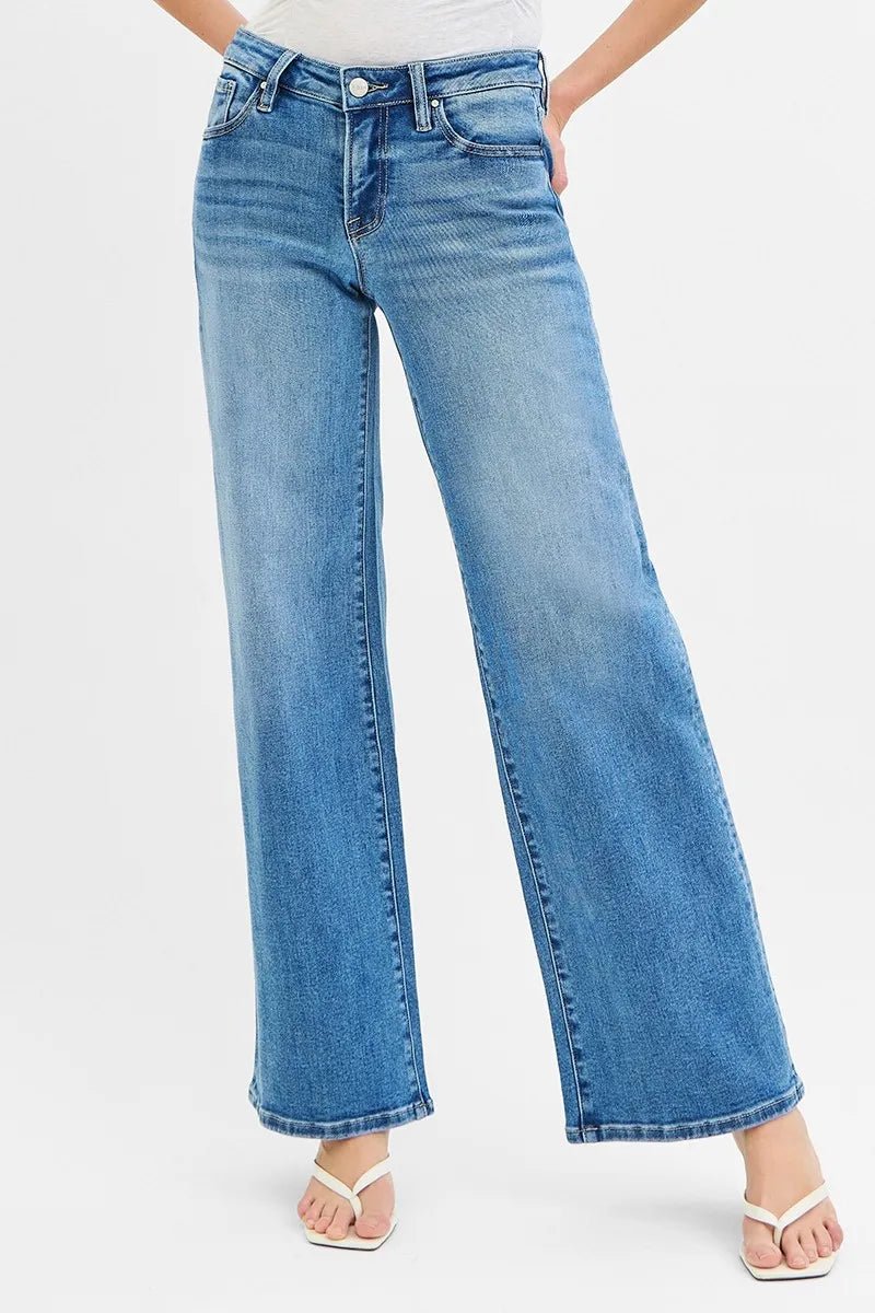 RISEN - Medium Wash Wide Leg Jeans