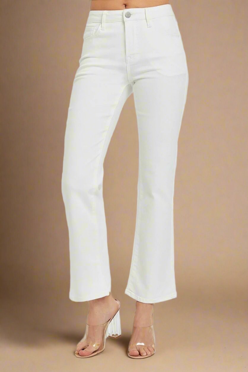 RISEN - White Mid Rise Bootcut Jeans