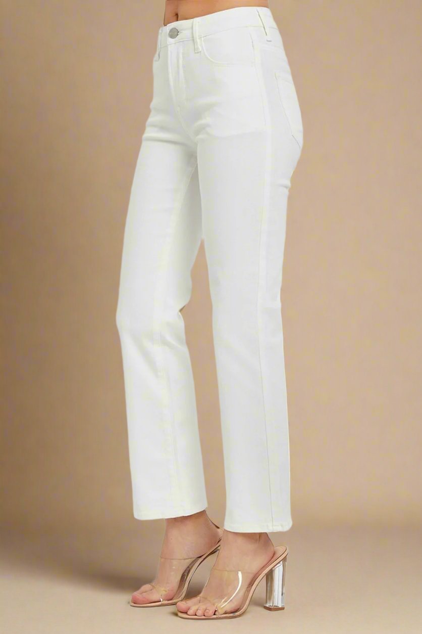 RISEN - White Mid Rise Bootcut Jeans