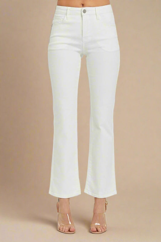 RISEN - White Mid Rise Bootcut Jeans