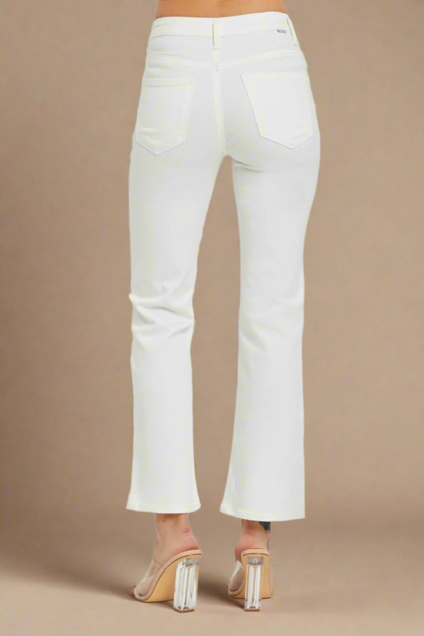 RISEN - White Mid Rise Bootcut Jeans