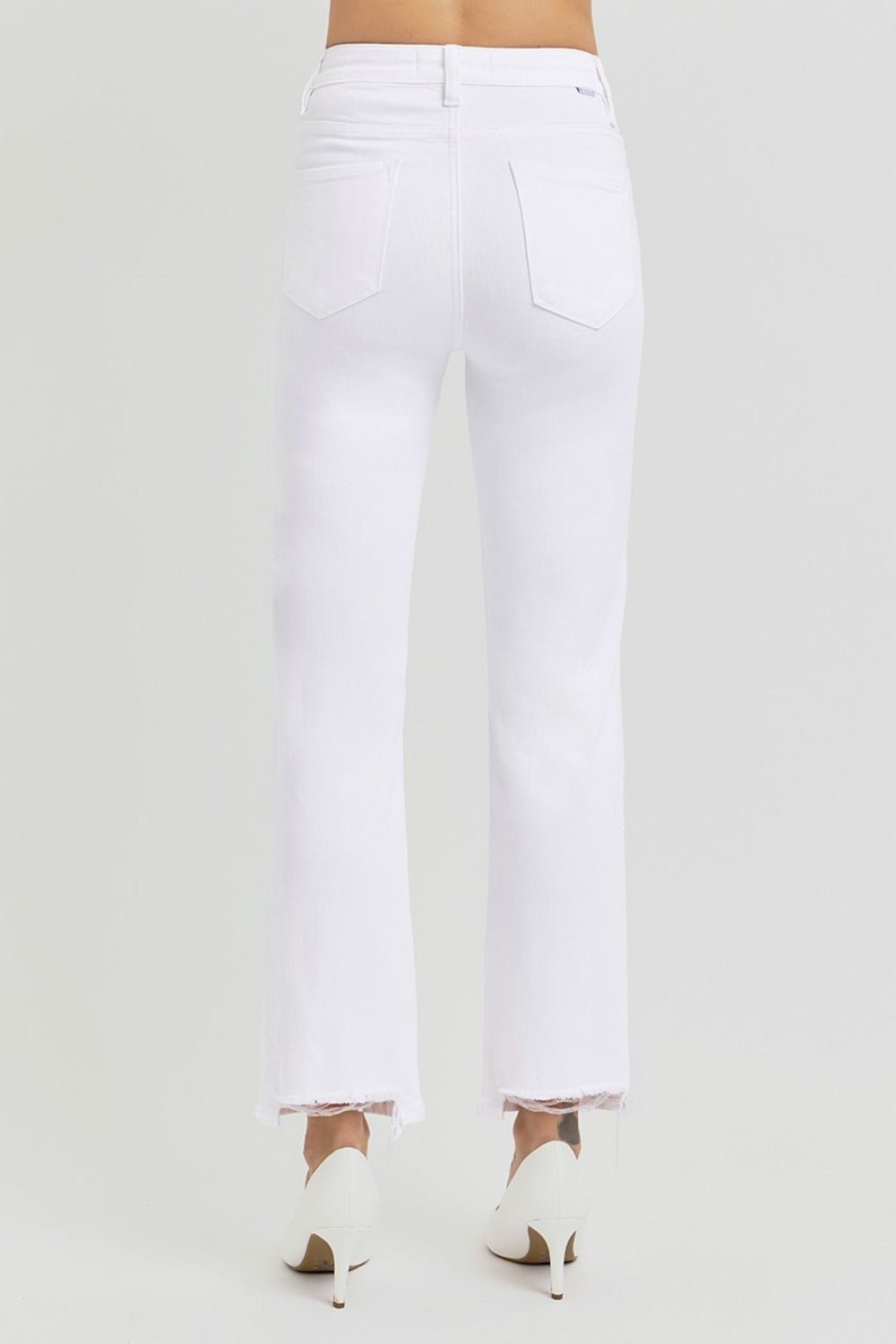 RISEN - White Tummy Control High Rise Cropped Jeans