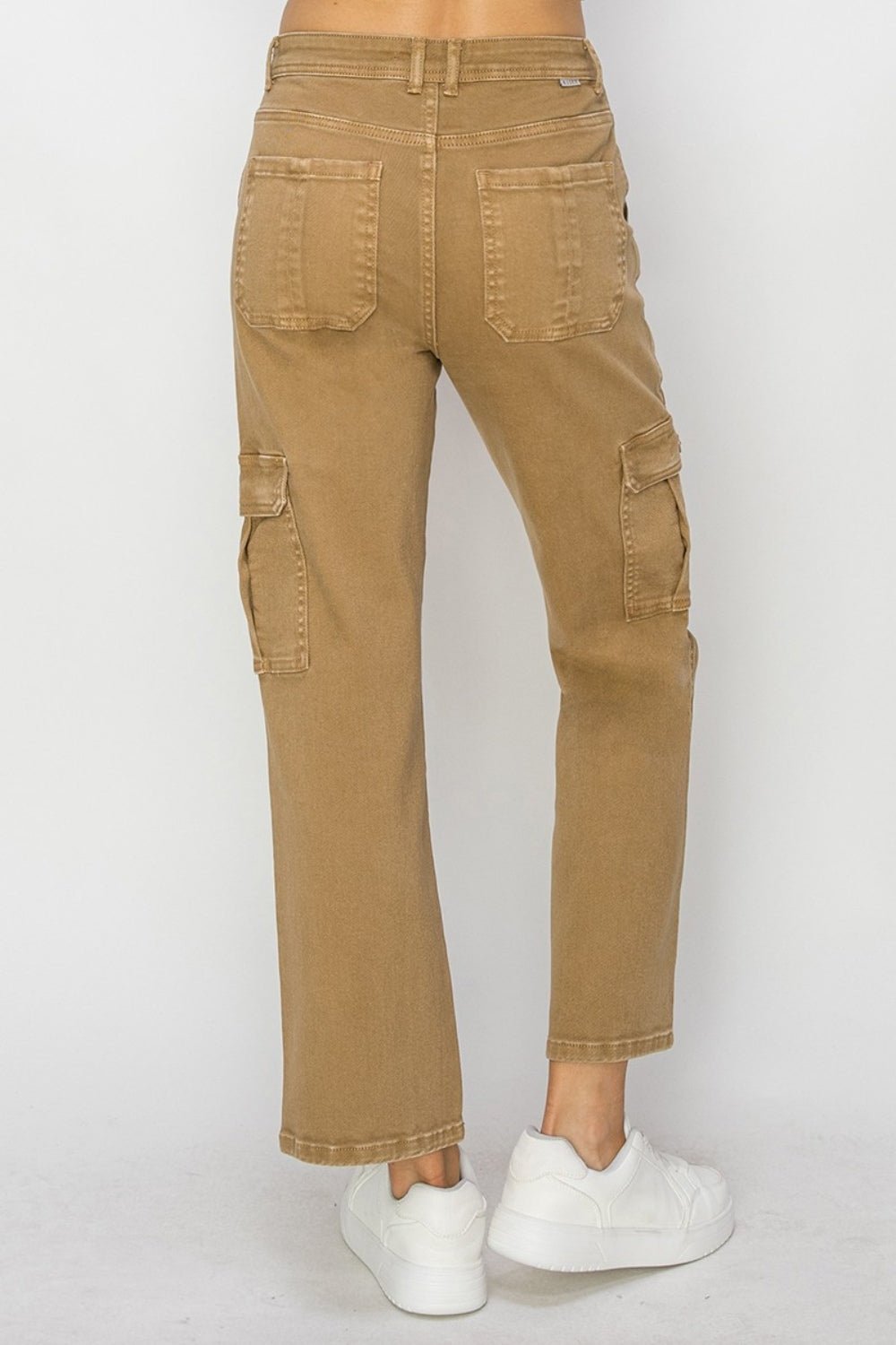 RISENHigh Rise Cargo Jeans in Mocha