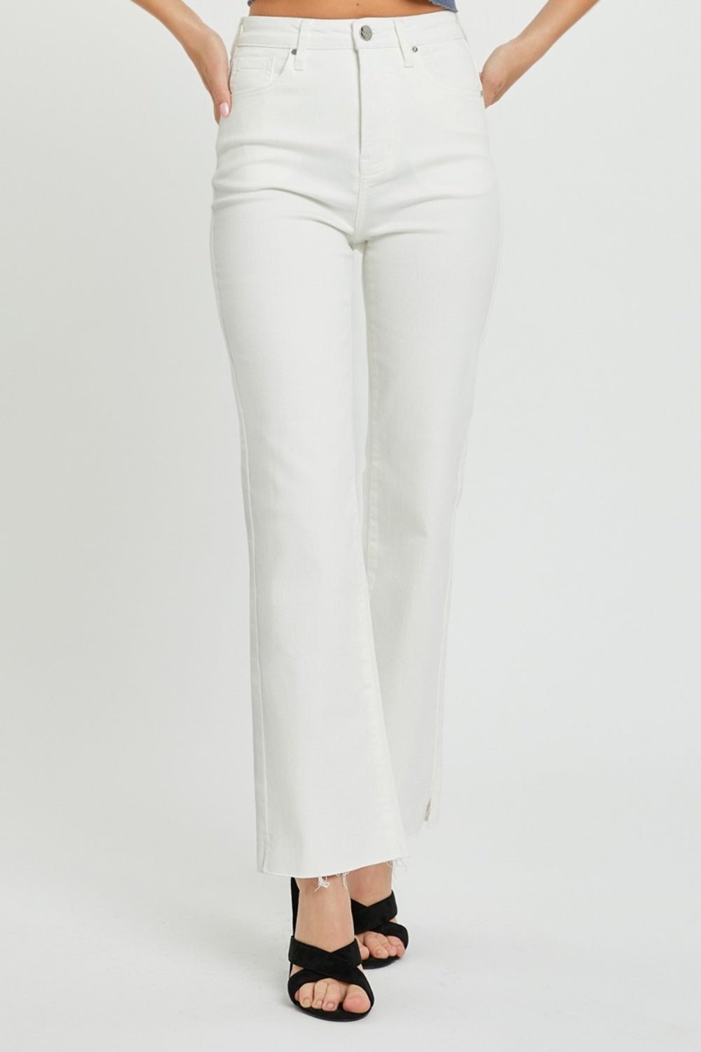 RISENHigh Rise Tummy Control Straight Jeans in White