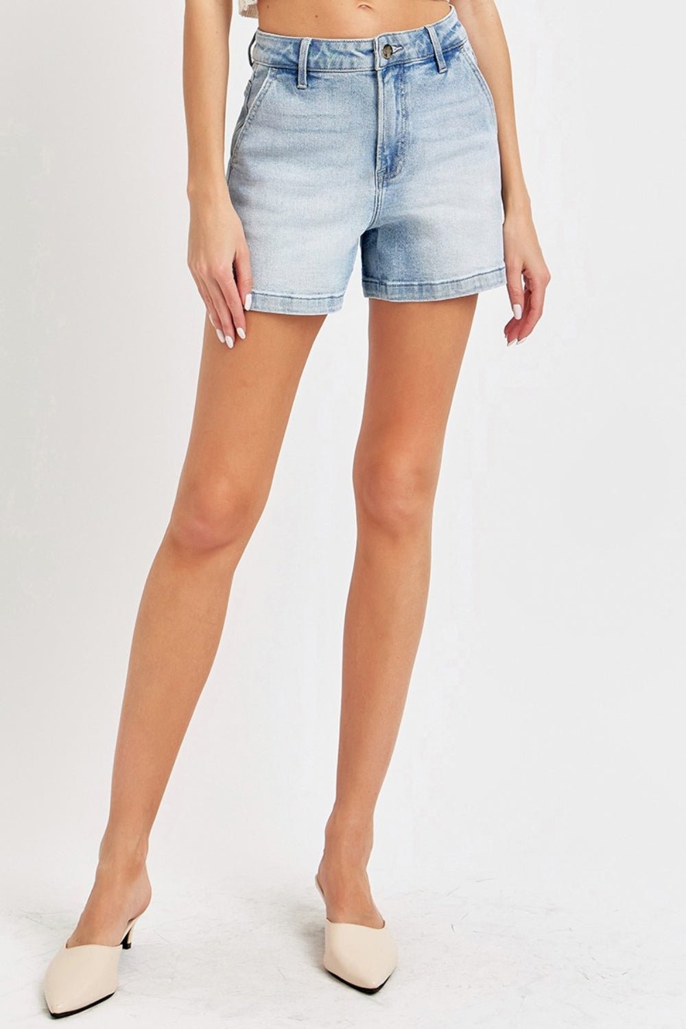 RISENLight Wash High Rise Denim Shorts