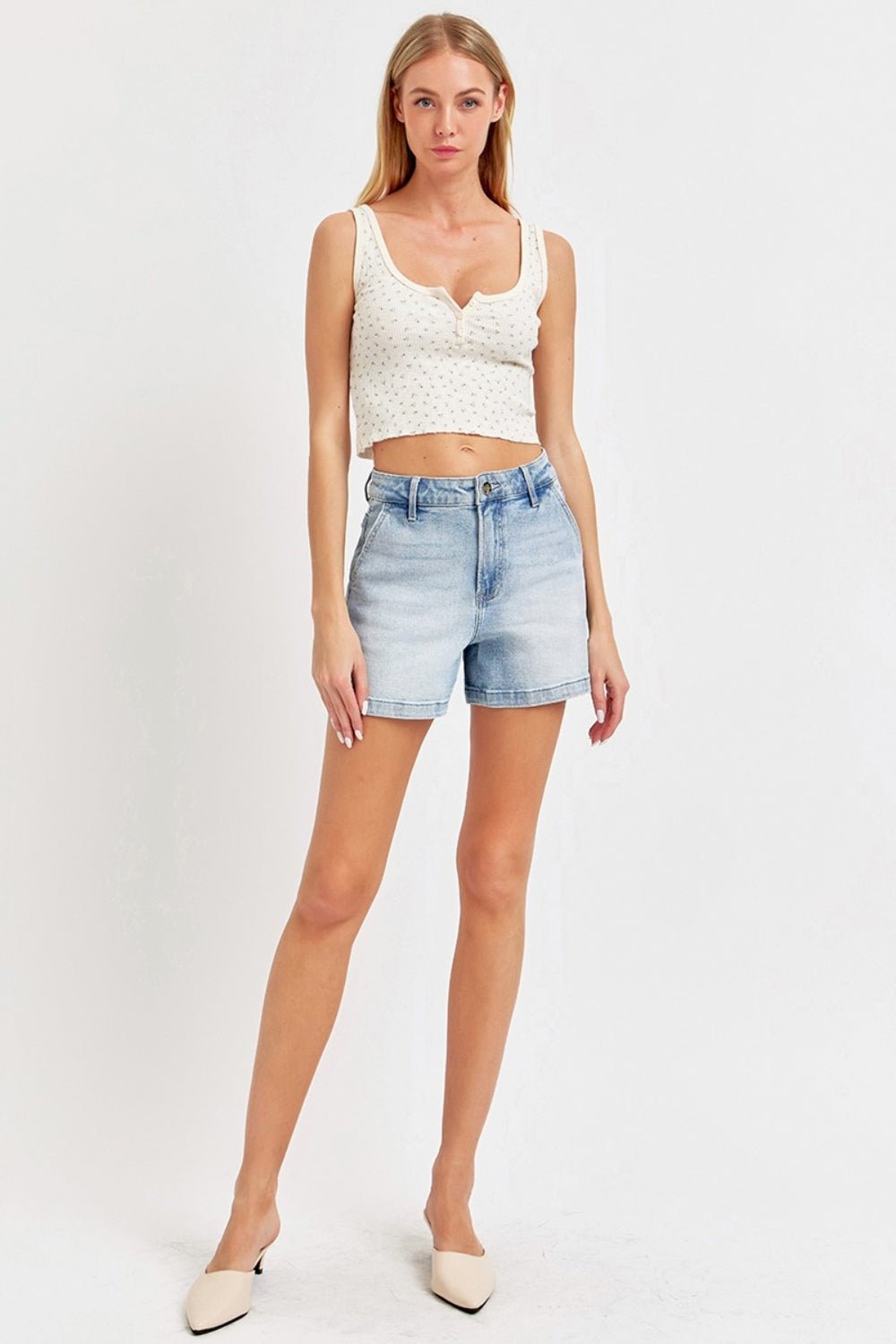 RISENLight Wash High Rise Denim Shorts