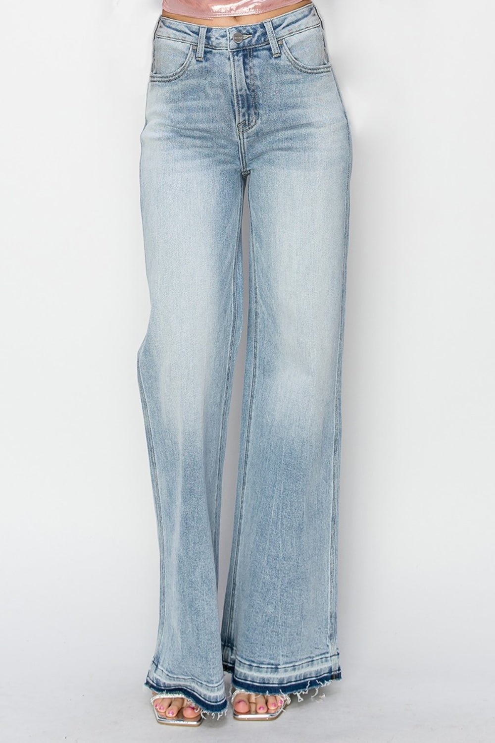 RISENLight Wash High Rise Wide Leg Jeans